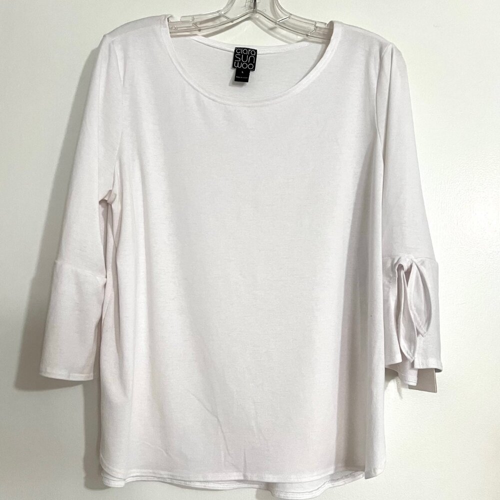 Clara Sun Woo White Jersey Top in size L - NWT